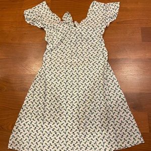 Valija white dress with blue flower detail